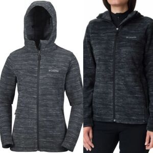 Columbia benton Springs fast trek fleece jacket hooded gray black full zip L